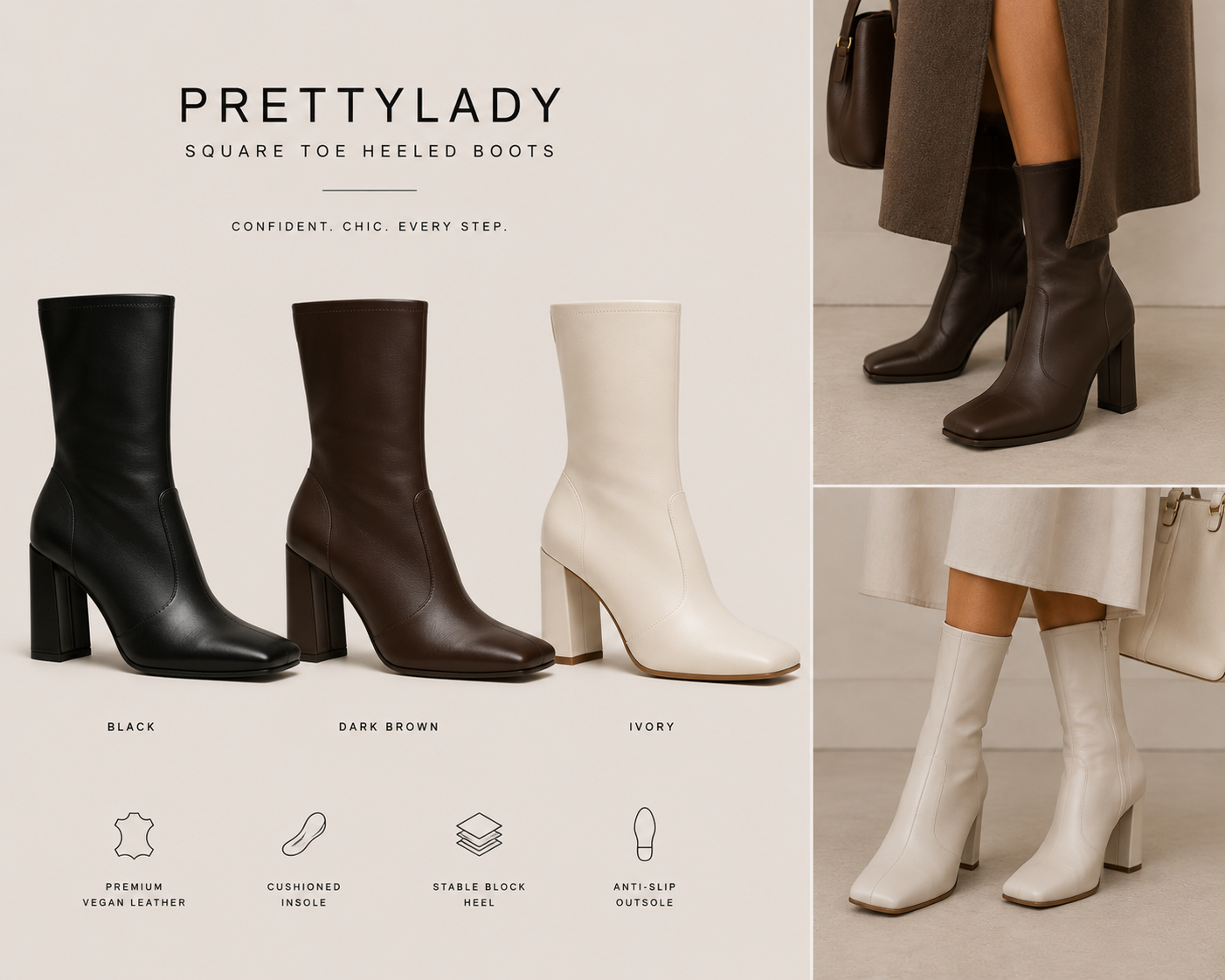 Square Toe Heeled Boots